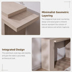 OKD 63" Modern Geometric Console Table with Layered Top, White Alder | Extended Layered Top, Sturdy Support Legs, Entryway, Hallway, Foyer, Living room, Behind Sofa