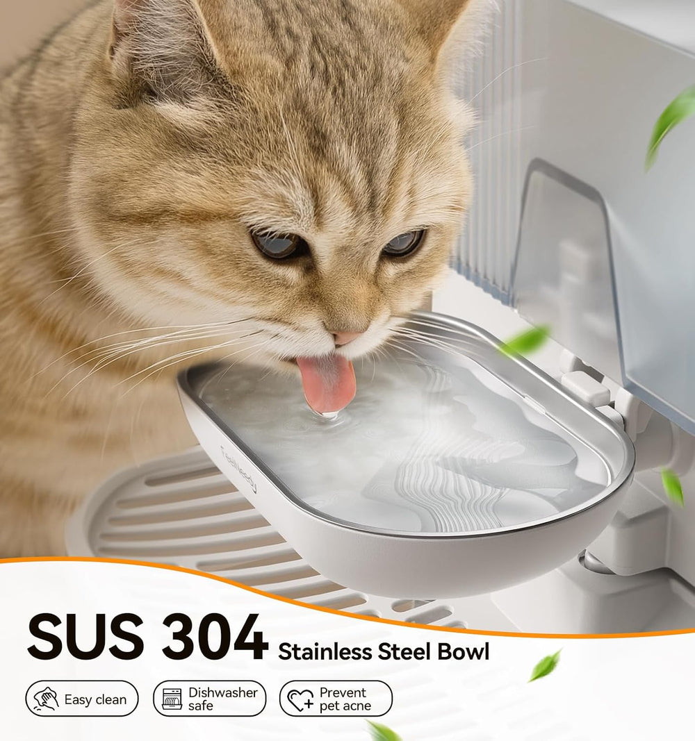 Wireless Cat Water Fountain No Filters, Wastewater Separation, FEELNEEDY Stai...