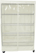 Formosa Covers Premium Clear Front Wire Shelf Steel Rack Cover Off White - Heavy-Duty Storage Solution for Wire Shelving Rack (48”Wx18”Dx72”H) - Waterproof PVC, Water/Dust Resistant Fabric, Zippers | Keep It Clean & Seen | Dustproof Waterproof 300D