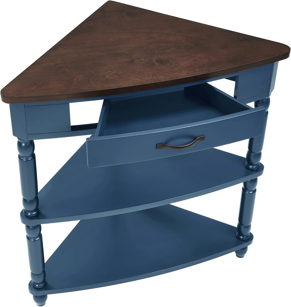 33.86" Corner Table, Wood 3 Tier Triangle Side Table Corner Shelf Stand ...