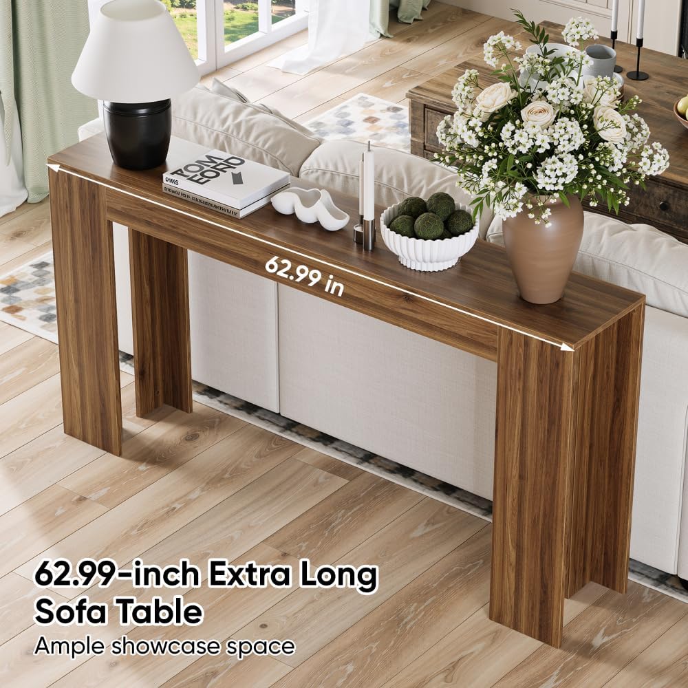 ZOEDO 62.99-inch Extra-Long Entryway Table, Farmhouse Sofa Table Behind The S...
