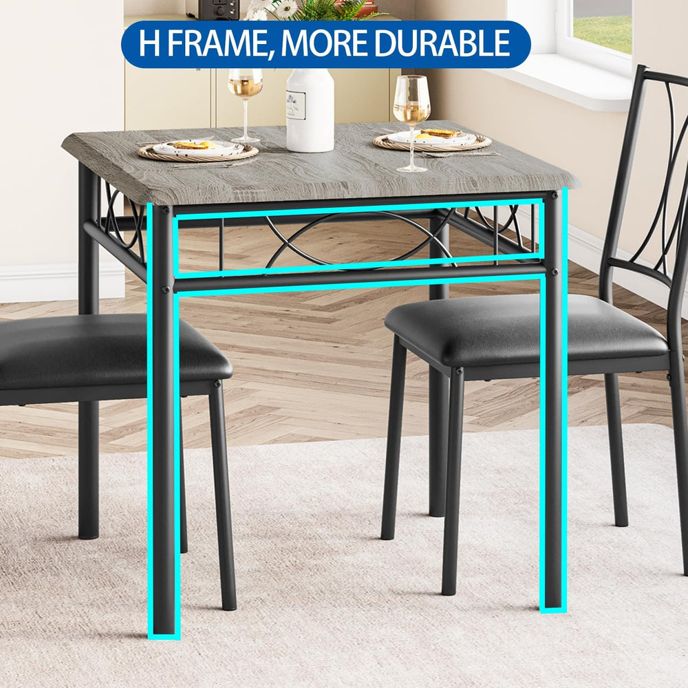 GarveeHome Small Dining Table Set for 2, Square Table and Chairs Set of 2, 3 ...