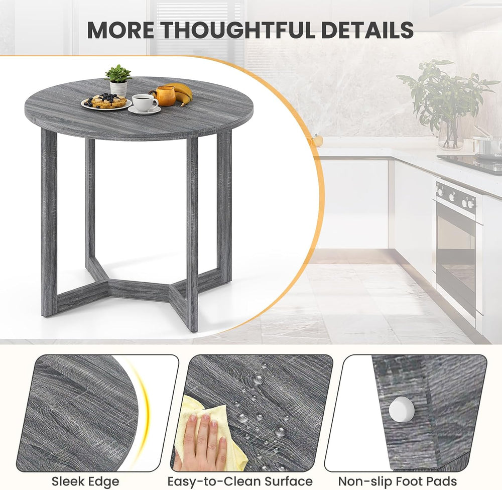 Giantex 36" Round Dining Table for 4, Kitchen Table with Wing-Shaped Bas...