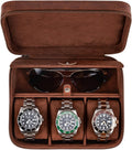 Awesometik 3 Slot Luxury Travel Faux Leather Watch Case. Watch Storage Organizer. Watch Display & Watch Holder. Perfect For Watch Collection. Ready to Gift for Men (3 Slot Watch Case)