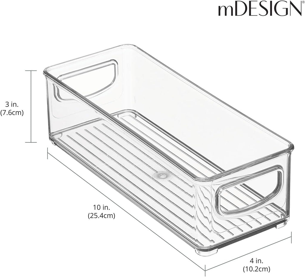 mDesign Small Plastic Nursery Storage Container Bins with Handles for Organization in Cabinet, Closet or Cubby Shelves - Organizer for Baby Food, Bibs, Formula - Ligne Collection - 2 Pack - Clear