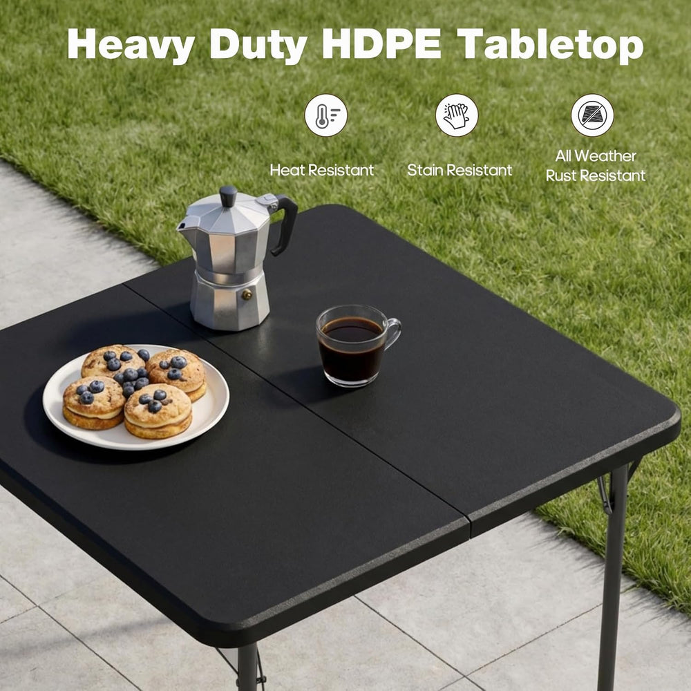 34" Square Folding Table for 4 Person, 330lbs Weight Capacity Foldable T...