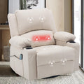 Leather Swivel Rocker Recliner Massage Nursery Rocking Glider Chair, White | Wide Seat, Overstuffed, Cup Holders, Faux Leather, Living Room Lounge Chair