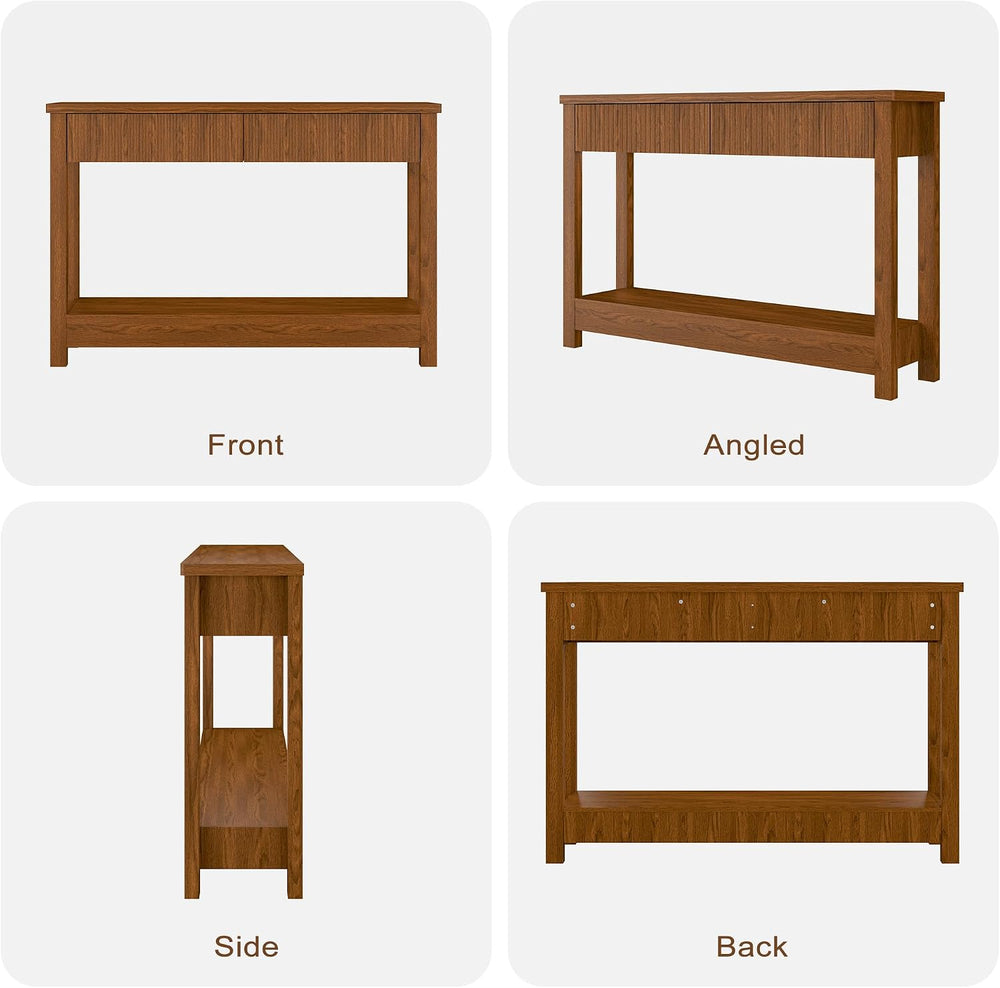 Fluted Entryway Table with 2 Drawers, 47" Console Table for Entryway, Wo...