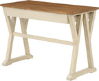 OSP Home Furnishings Jericho Rustic 42 Inch Writing Desk with 2 Drawers and Burnished Decorative Hardware, Antique White