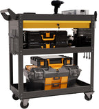 3 Tier Heavy Duty Rolling Tool Cart on Wheels with Drawer & Pegboard, 420Lbs Capacity Mobile Garage Storage Organizer Cart for Mechanics, Workshop