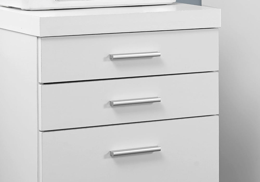 Monarch Specialties White Hollow-Core 3 Drawer File Cabinet on Castors