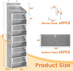 Yarn Storage Organizer, Grey Yarn Holder Over the Door Hanging Crochet Kit Storage with 5 Zippered Compartments, Large Capacity Sewing Organizer Gifts for Knitters Needles Crochet Hooks