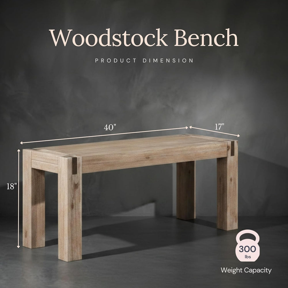 Alaterre Furniture Woodstock 40-Inch Entryway Bench with Bronze Metal Inset |...