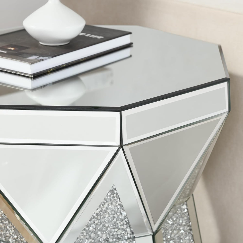 Mirrored End Tables with Polygonal Shaped,Mirrored Sofa Bedside Table Accent ...