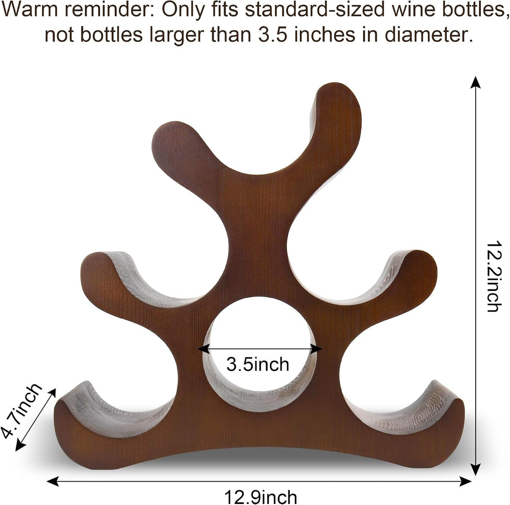 Countertop Wine Rack - 6 Bottle Wooden Wine Rack - Freestanding Wine Bottle H...