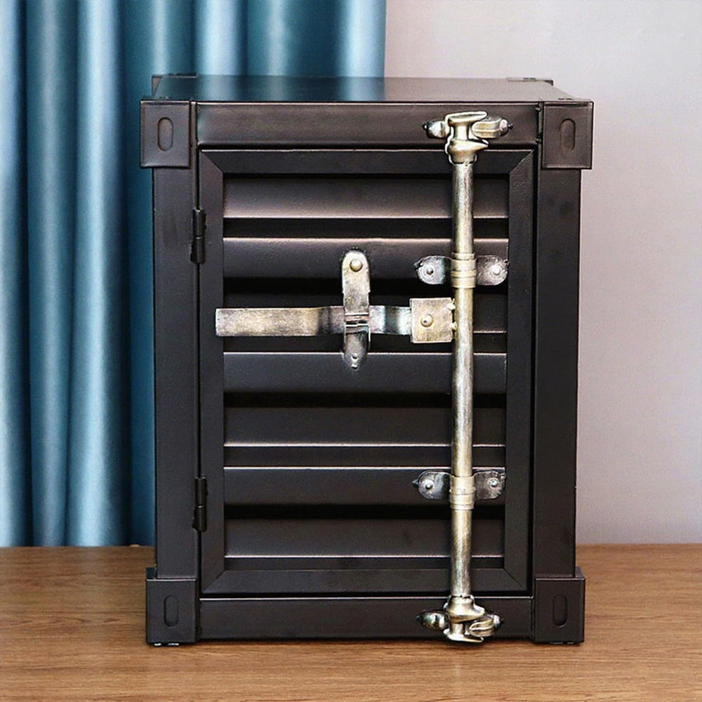 Gdrasuya10 Industrial Style End Table Bedside Table Side Table, Black Maritim...