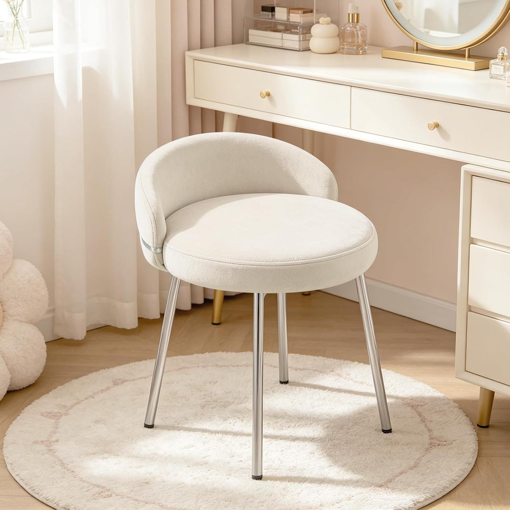 Velvet Vanity Chair with Silver Legs, Cute Makeup Desk Chair for Small Space,...