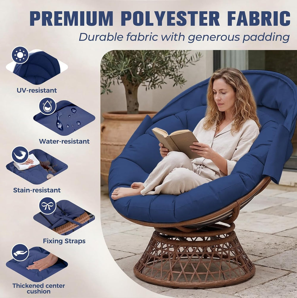GTPLAYER Outdoor Wicker Egg Chair PE Rattan Chair with Cushion, Oversized Pat...
