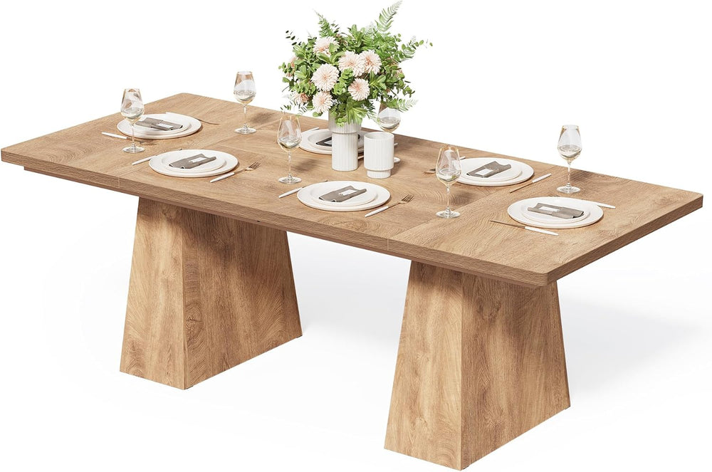 LITTLE TREE Dining Table for 6 People, Wooden Table, Rectangle Furniture with...