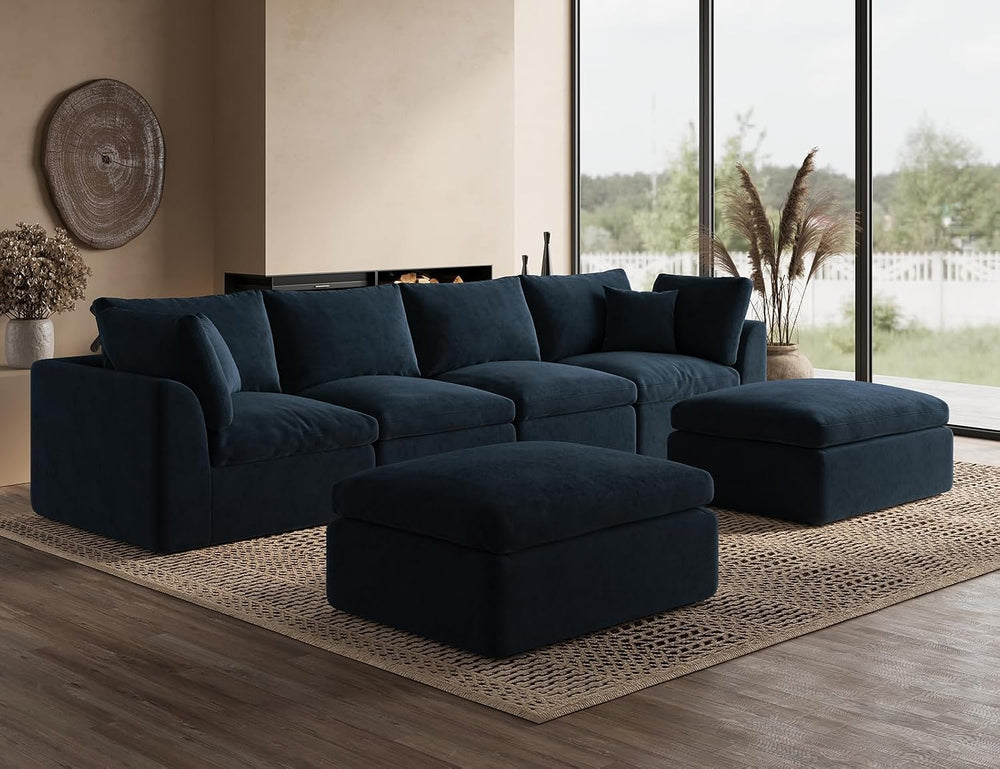 ohllob 140" U Shaped Couch, Cloud Sectional Couches for Living Room, Cou...