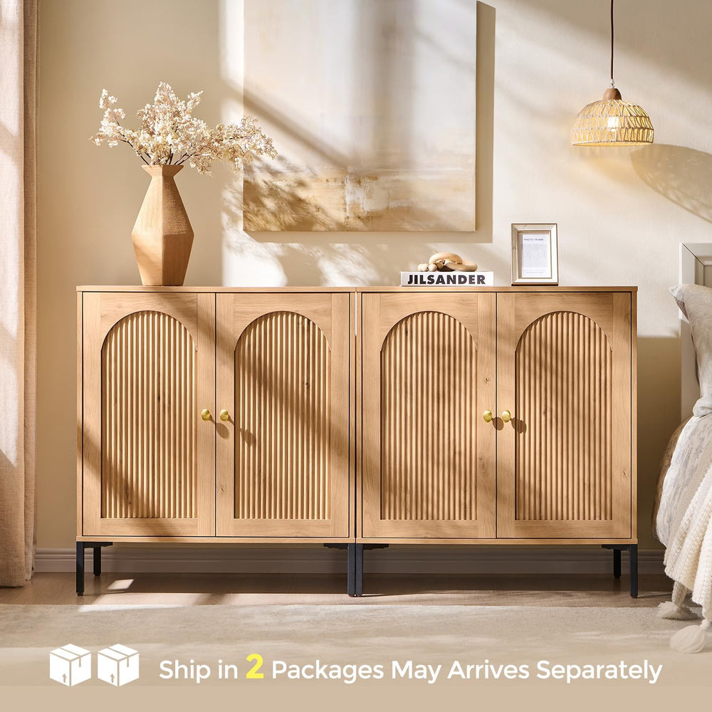 IFBUY Modern Sideboard Buffet Cabinet, 61.75" W Fluted Arched Buffet Cab...