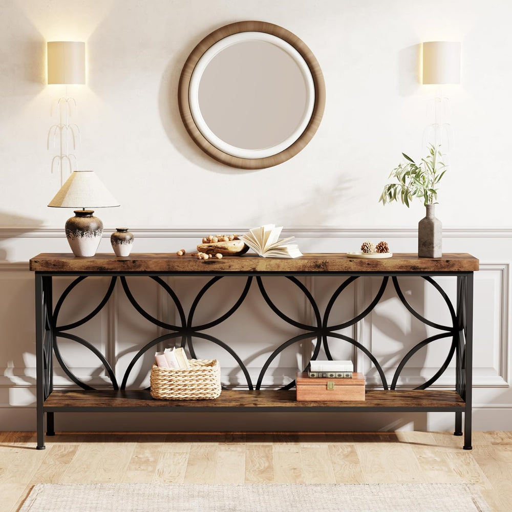 Tribesigns 70.9-Inch Narrow Sofa Table, Industrial Long Sofa Table Behind Cou...