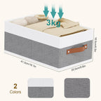 Storage Boxes, 16.1 × 9.8 × 6.5 Inch Storage Baskets with Handles, Fabric Cube Organizer Bins for Shelves Bedroom Laundry, White and Grey, 4-Pack