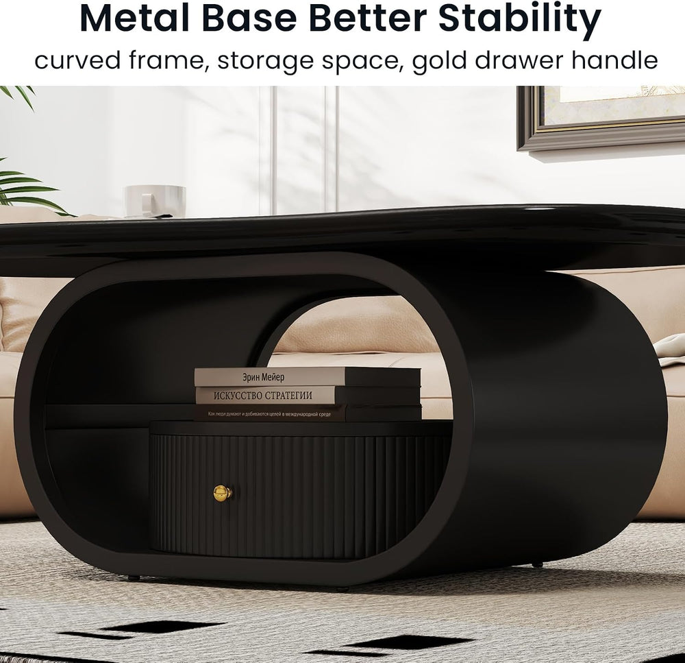 Irregular Cloud Coffee Table with Storage Drawer, Modern Center Tables