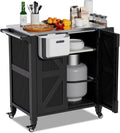 Spurgehom Outdoor Grill Cart with Storage Movable Outdoor Grill Table Kitchen Island with Wheels, BBQ Cart Pizza Oven Table Food Prep Table Cart Storage Cabinet for Outside Patio Backyard Garden