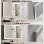 60"x32" Medicine Cabinet Mirror, LED Lighted Medicine Cabinet with Electrical Outlet＆USB, Anti-Fog, 3 Colors Temperature Stepless Dimmable, Aluminum Cabinet for Storage and Mordern Decor