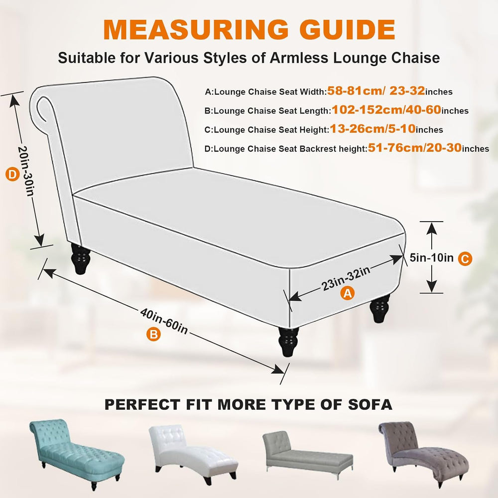 Stretch Chaise Lounge Slipcover Armless Chaise Lounge Cover Indoor, Brown