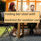 18 Inch Folding Bar Stool with Back, Portable Counter Height Folding Chairs, for Camping, Party, Balcony, Garden (Color : Black, Size : 46cm/18inch)
