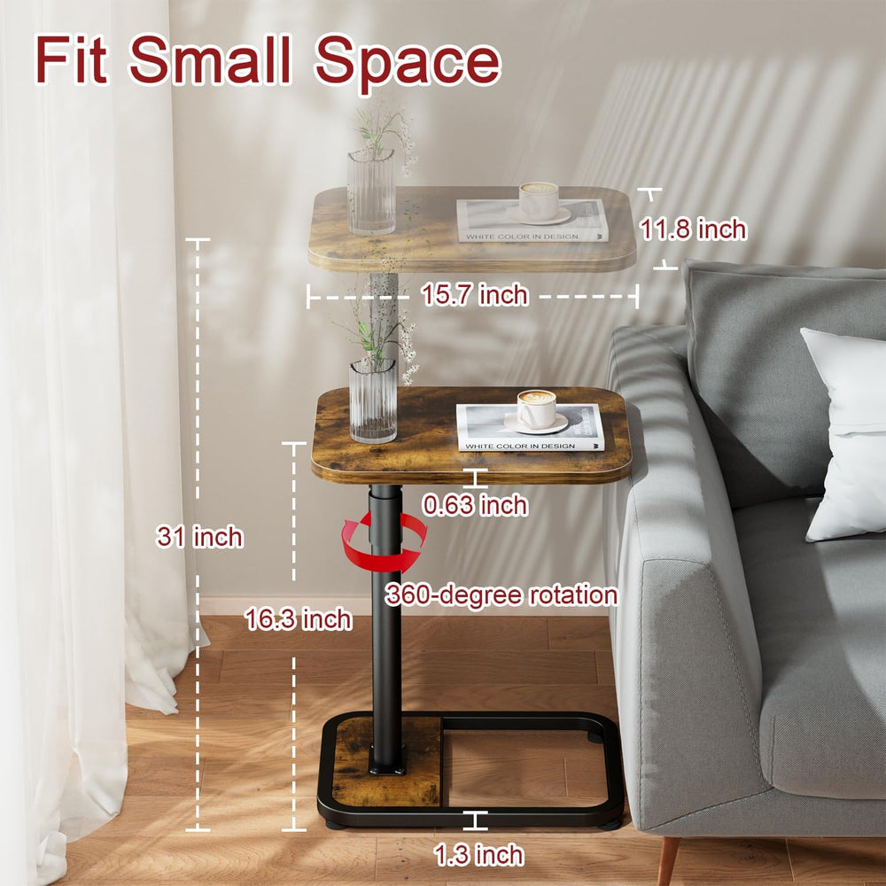 GOYLSER C-Shaped Tables Small Swivel End Table, Height Adjustable Side Tables...