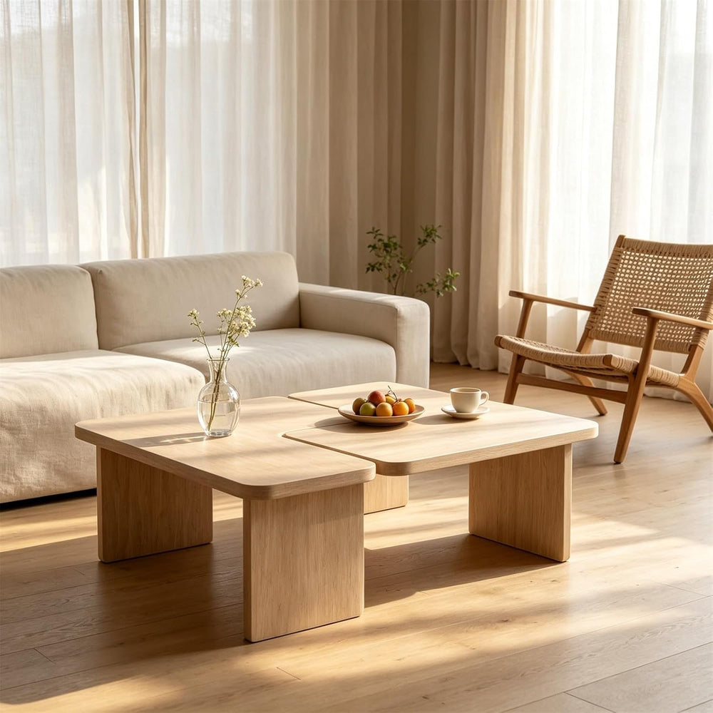 Modern 2Pcs Modular Table Set, Square Nesting Living Room Decor | Premium MDF...