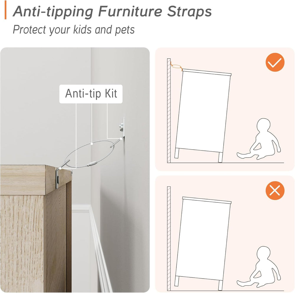 WAMPAT Nightstands with Charging Station&2 Sliding Storage Drawers, Moder...