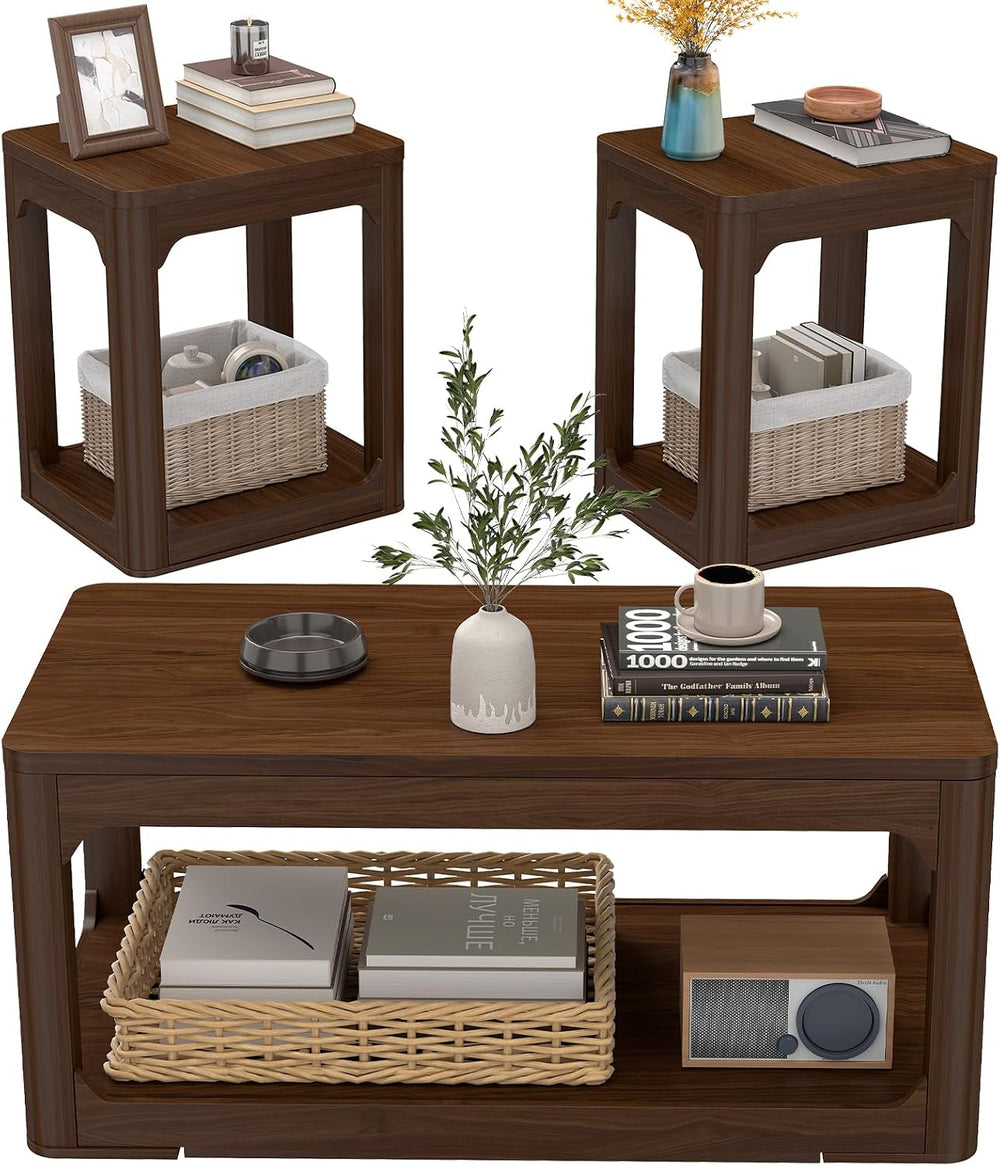 Rovibek Living Room Tables Set of 3, Large Coffee Table and End Table Sets | ...