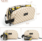 Cerbonny Small Cooler Bag Freezable Lunch Bag for Work School Travel, Leak-proof, Insulated, Khaki Checkerboard, 3.5L, 9.8x5.5x4 inch