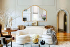 Chende Large Gold Mirror with Arched Top, 47" x 32" Modern Living Mirror for Wall, Modern Decorative Mirror with Wooden Frame for Entryway, Fireplace, Dining Room