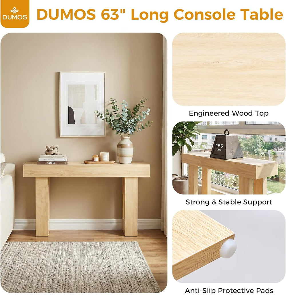 DUMOS 63" Long Narrow Farmhouse Console Table for Entryway | Entryway Ta...