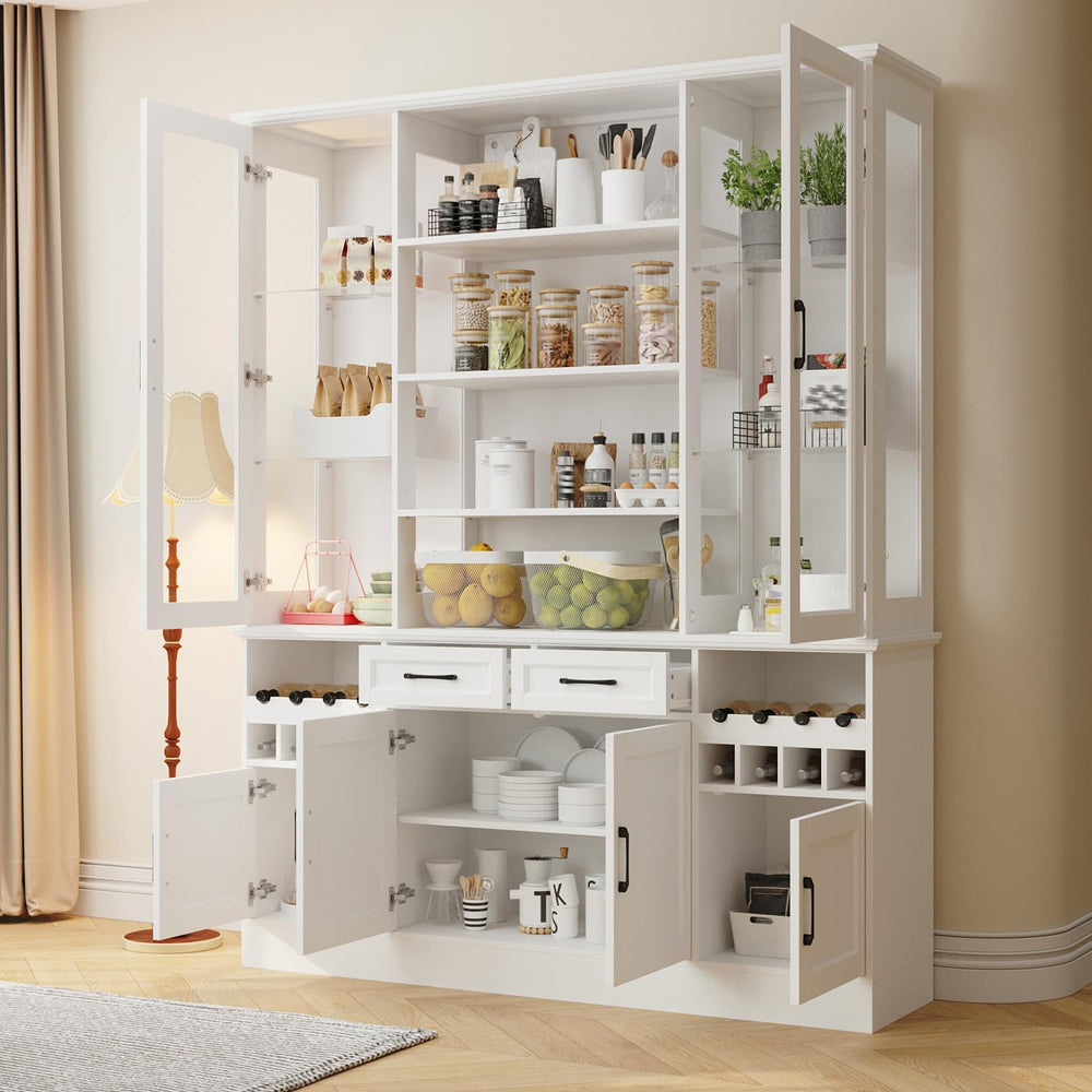 Timechee 78.7" Kitchen Pantry Storage Cabinet, Cupboard with Drawers and...