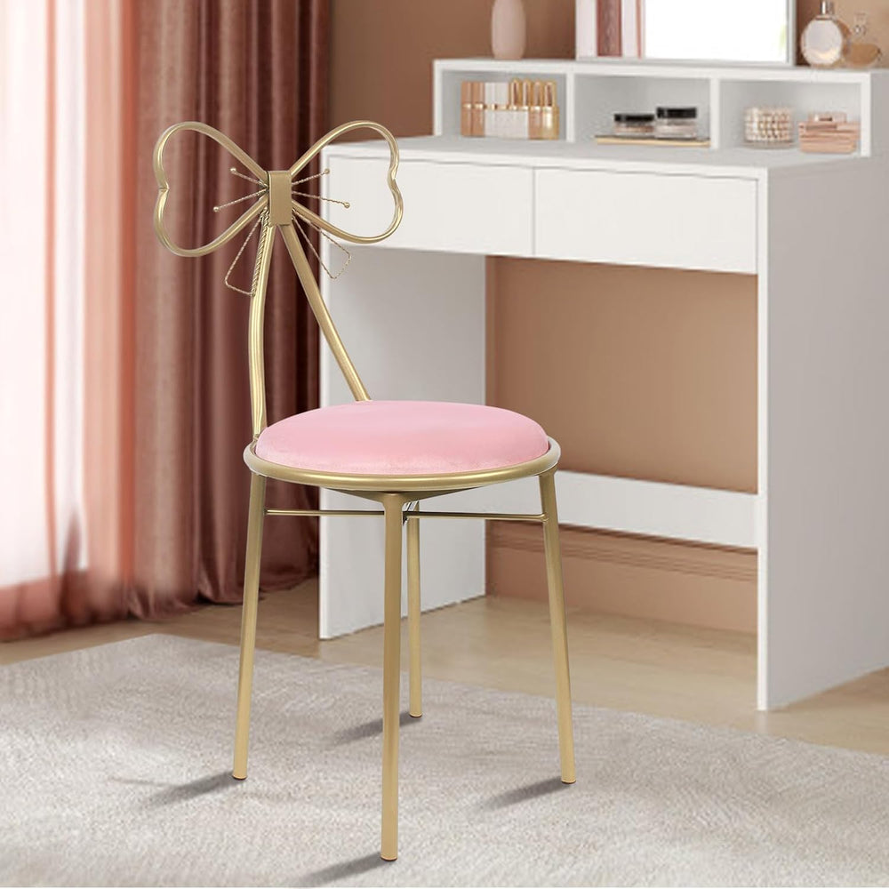 Velvet Vanity Chairs, Metal Cute Butterfly Stool Chair Dresser Makeup Chairs ...