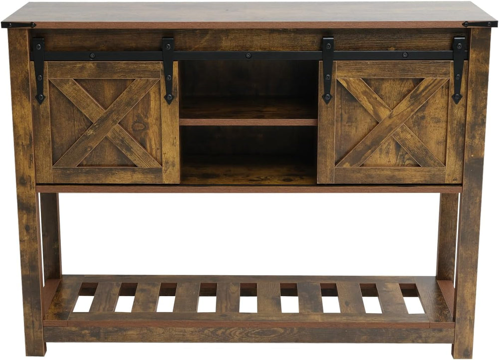 Entryway Table with Storage, Farmhouse Buffet Cabinet Coffee Bar Kitchen Isla...