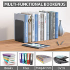 VFINE Bookends 1 Pair, Black Metal Book Ends, Heavy Bookends for Shelves, Book Stopper for Heavy Books, Book Organizer for Home Office School Supplies