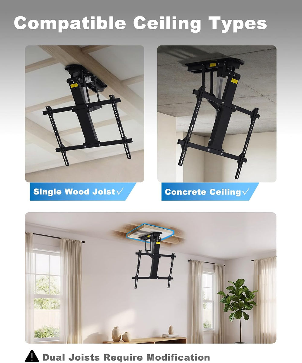 TOPSKY Motorized Ceiling TV Mount, 32–70 in TVs, 88 lb Capacity | Motorized f...
