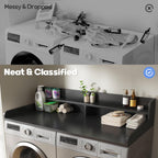 2-Tier Washer and Dryer Countertop with 2.75" H Guard,58" W x 28" D Laundry Countertop Cover with Non-Slip Pad,Large Space Laundry Topper for Folding Clothes Over Washer and Dryer-Black