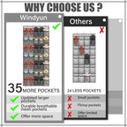 Windyun 2 Pcs 70 Large over The Door Shoe Organizer Hanging Shoe Rack for Closet Holder Gray Mesh Pockets Back to School Behind Door Hanger Storage Nonslip for Home Room School Dorm, Each 35 Pockets