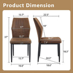 Brown Dining Chairs Set of 6,Rustic Kitchen Chairs for Dining Room | Rustic Farmhouse Upholstered, Soft Cushion and Black Metal Legs, Mid Century Modern, Easy to Assemble For Home Office