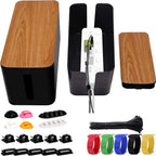 YUANYE Cable Management Box Cable Management Kit for Power Strip to Hide Wires,Cord Organizer Boxes,Safe ABS Material Wire Organizer of Cable Clips Sleeve for Home & Office,2Pack-123PCS/Black