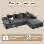 96" Modular Sectional Couch, Boneless L Shaped Cloud Sofa with Chaise Lounge, Corduroy Upholstered Couches Memory Foam Deep Seat, No Assembly Required, Ideal for Living Room(Dark Gray, Right Facing)