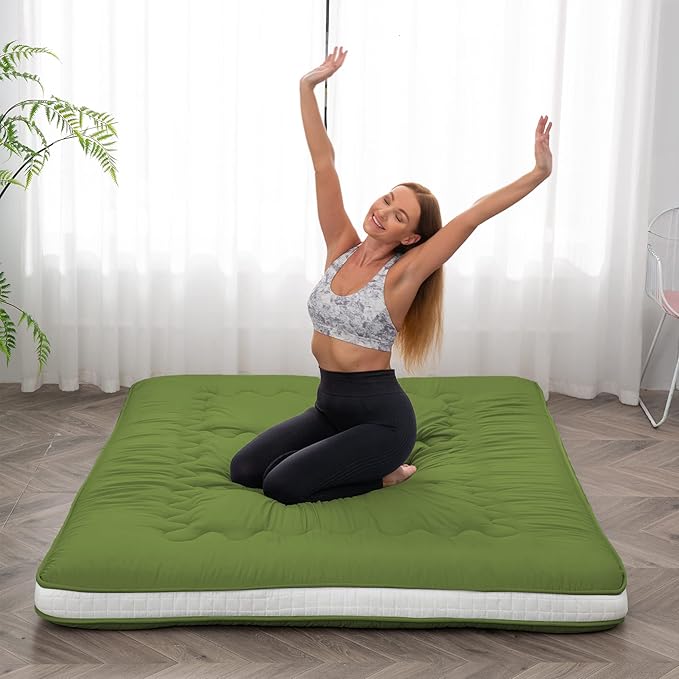Dr.Futon Japanese Floor Futon Mattress Extra Thick Folding Roll Up Bed Topper...